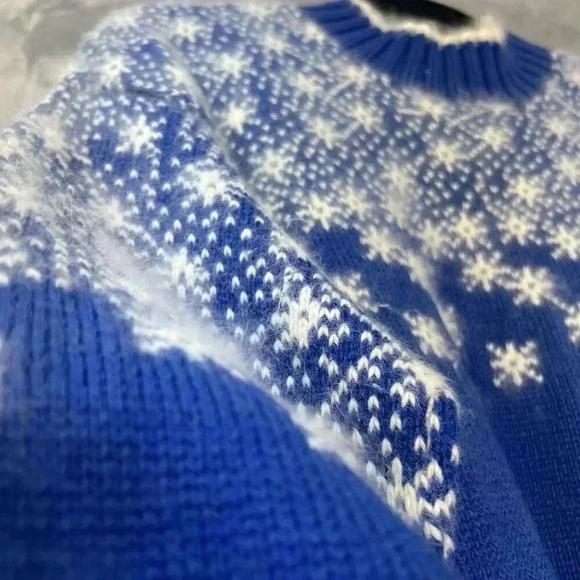 Vintage CEAU‎ MAR Sz M Wool Angora Pullover Sweater USA Made Snowflakes Winter - Picture 5 of 16